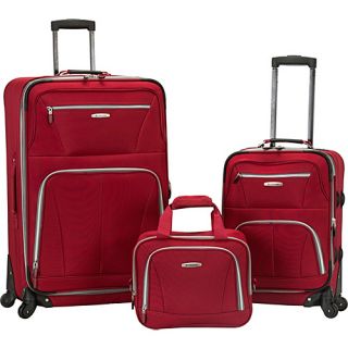 Pasadena 3 pc Spinner Set Red   Rockland Luggage Luggage Sets