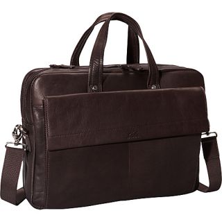Colombian Leather Double Compartment Laptop Briefcase Brow