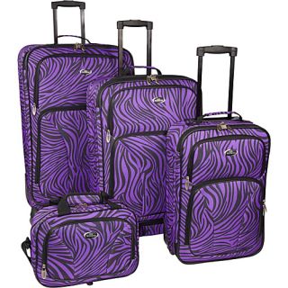Fashion Zebra 4 Piece Spinner Set Purple Zebra   U.S. Traveler Lug