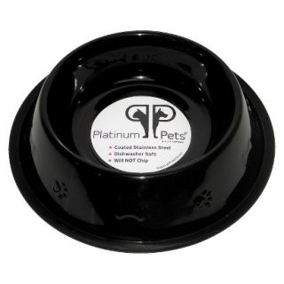 Platinum Pets Stainless Steel Embossed Non Tip Dog Bowl   Black (3 Cup)