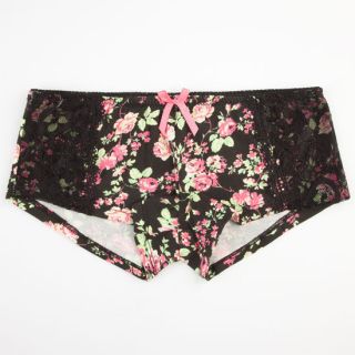 Floral Lace Boyshorts Black Multi In Sizes Large, Medium, Small For Women 24252