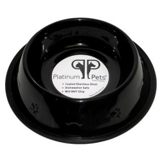 Platinum Pets Stainless Steel Embossed Non Tip Dog Bowl   Black (7 Cup)