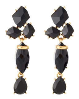 Triple Crystal Drop Earrings, Black