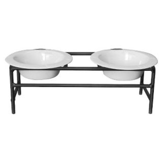 Platinum Pets Modern Double DogFeeder with Two Stainless Steel Wide Rimmed