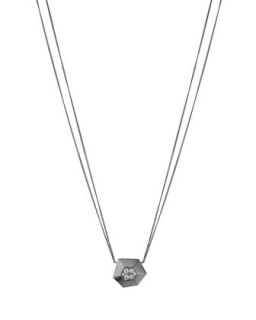 Double Chain Diamond Hexagon Pendant Necklace