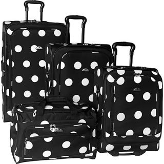 Grande Dots 4 Piece Luggage Set Black & White   American Flyer Lu