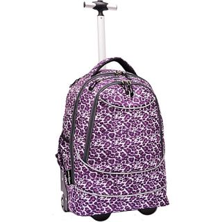 Pacific Gear Horizon Rolling Laptop Backpack Purple Leopard  
