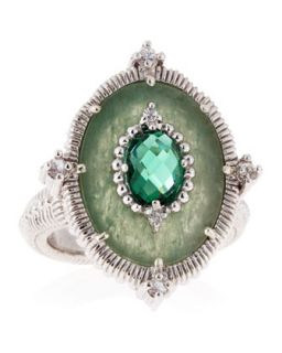 Oasis Green Quartz and White Sapphire Ring