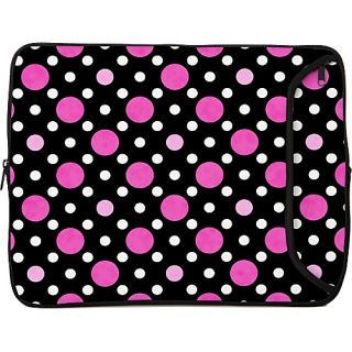 17 Designer Laptop Sleeve Polka Dots Back with Pink & White  