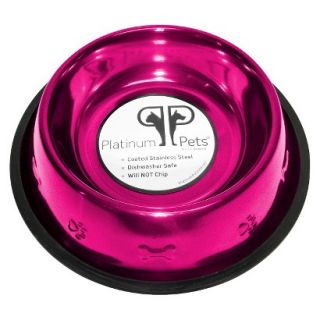 Platinum Pets Stainless Steel Embossed Non Tip Dog Bowl   Raspberry (2 Cup)