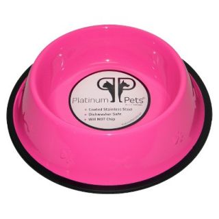 Platinum Pets Stainless Steel Embossed Non Tip Dog Bowl   Pink (7 Cup)