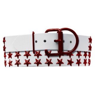 Platinum Pets White Genuine Leather Dog Collar with Stars   Red (20 24)