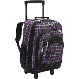Patterned Wheeled Backpack Purple/Black Plaid   Everest Wheeled Backpack