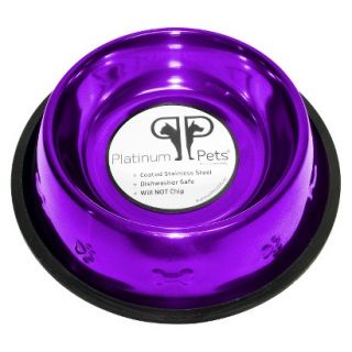 Platinum Pets Stainless Steel Embossed Non Tip Dog Bowl   Purple (12 Cup)