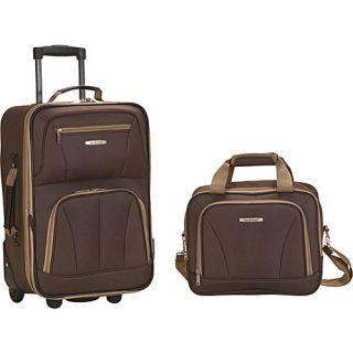 Rio 2 Piece Carry On Luggage Set Brown   Rockland Luggage Lugga