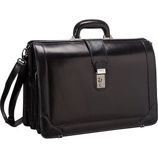 Luxurious Italian Leather 17 Laptop Briefcase Black   Manc