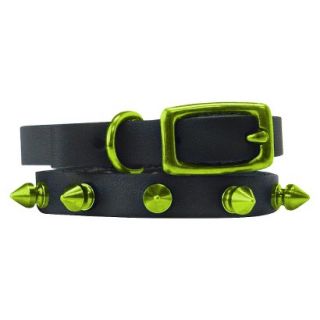 Platinum Pets Black Genuine Leather Cat and Puppy Collar with Spikes   Corona