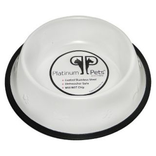 Platinum Pets Stainless Steel Embossed Non Tip Dog Bowl   White (7 Cup)