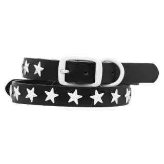 Platinum Pets Black Genuine Leather Dog Collar with Stars   White (17 20)