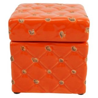 Ceramic Tufted Box   Orange by Drew De Rose