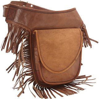 Leather Fringed Adjustable Hip Bag Brown   Sharo Leather Bags