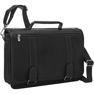 Double Loop Leather Expandable Laptop Briefcase Black   Piel Non Wheeled Co