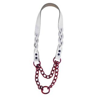 Platinum Pets Braided White Leather Martingale   Red (21)