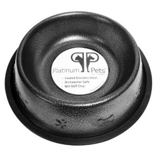 Platinum Pets Stainless Steel Embossed Non Tip Dog Bowl   Silver Vein (3 Cup)