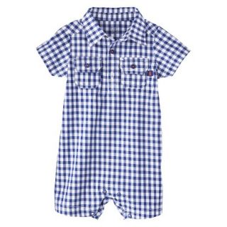 Just One YouMade by Carters Boys Short Sleeve Checked Romper   Navy/White 6 M