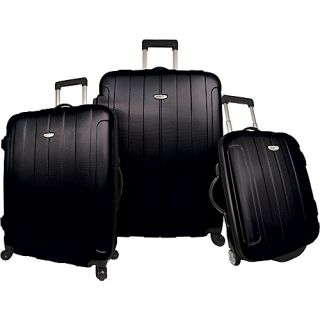 Rome 3 Piece Hardshell Spinner/Rolling Luggage Set Black   Tra