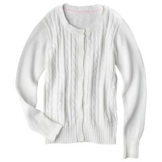 Cherokee Girls School Uniform Cable Knit Button Down Cardigan   True White S