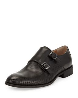 Ansel Perforated Double Buckle Slip On, Black