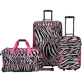 Spectra 3 Piece Luggage Set Pink Zebra   Rockland Luggage Lugga