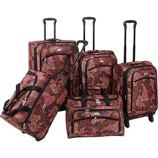 Paisely 5 Piece Luggage Set Spinner MAROON   American Flyer Lugga