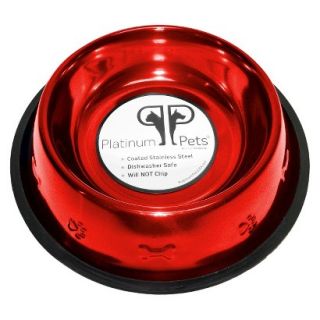 Platinum Pets Stainless Steel Embossed Non Tip Dog Bowl   Red (2 Cup)