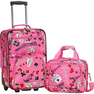 Rio 2 Piece Carry On Luggage Set Pink Vegas   Rockland Luggage