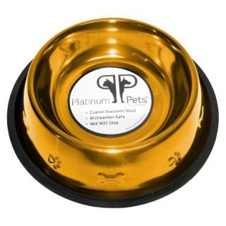 Platinum Pets Stainless Steel Embossed Non Tip Dog Bowl   Gold (1 Cup)
