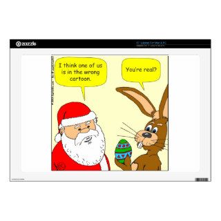 Santa meets the Easter Bunny   Cartoon 17" Laptop Skin