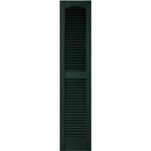 Builders Edge 12 in. x 55 in. Louvered Vinyl Exterior Shutters Pair in #122 Midnight Green 010120055122