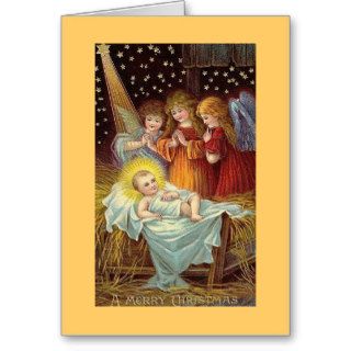 A Mery Christmas Angels with Baby Jesus Cards