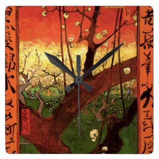 Van Gogh Japanese Flowering Plum Tree, Vintage Art Wall Clocks