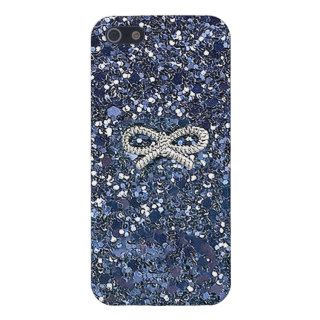 Girly Blue Silver Bow Glitter Photo Print iPhone 5 Case