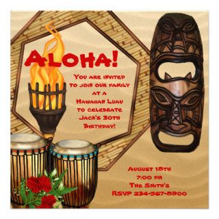 Luau Birthday Party Hawaiian Luau Party Personalized Announcement