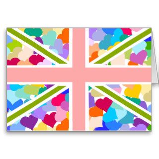 Rainbow Hearts Union Jack Greeting Card