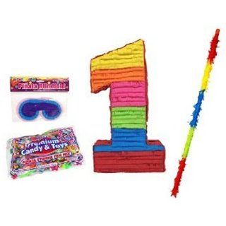 Number One Pinata Kit Including Pinata, Buster Stick, Blindfold, 3 lb Toy and Candy Filler Toys & Games