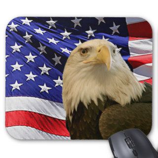 American Bald Eagle and Flag Mouse Pad