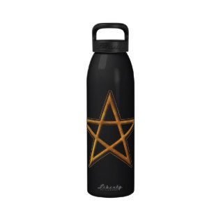 Golden Pentagram   Gold Pentagram Pagan Symbol Reusable Water Bottles