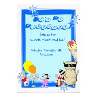 Fun kids  cartoon birthday party personalized invite