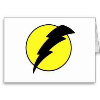 Lightning bolt retro look super hero logo card