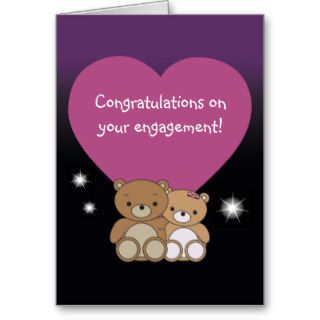 Congratulations on your engagement heart bears card